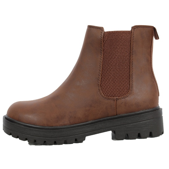 Size 5.5 AND 7  Brown Round Toe Chelsea High Top Platform Boot - Picture 1 of 6